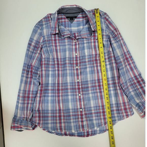 Tommy Hilfiger Plaid Button Down Shirt Classic Fit Long Sleeve Top Size L - Picture 8 of 9